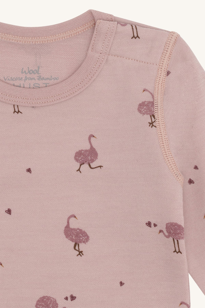Hust &amp; Claire Baloo Ostrich ullbody i ull og bambusviskose - Adobe Rose for barn - Brobrobrille
