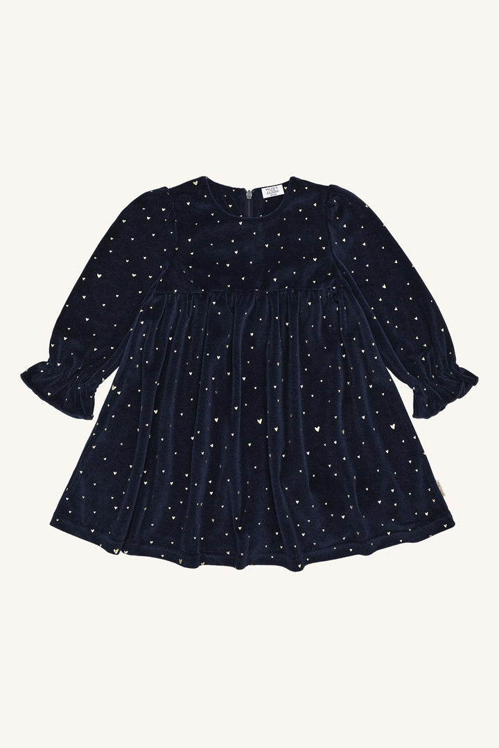 Hust & Claire Donna Gold Kjole - More Navy for barn - Brobrobrille