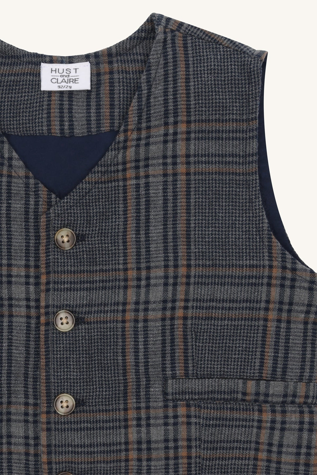 Hust & Claire Eick Check Vest - Grey Blend for barn - Brobrobrille