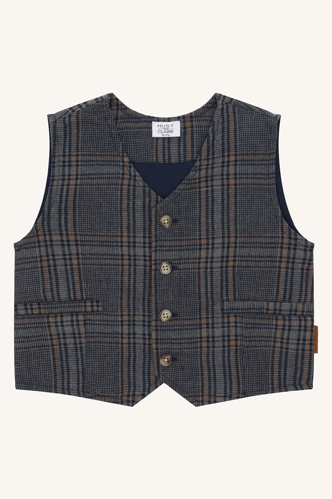 Hust & Claire Eick Check Vest - Grey Blend for barn - Brobrobrille