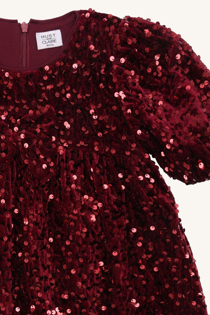 Hust & Claire Karoline Sequins Kjole - New Maroon for barn - Brobrobrille