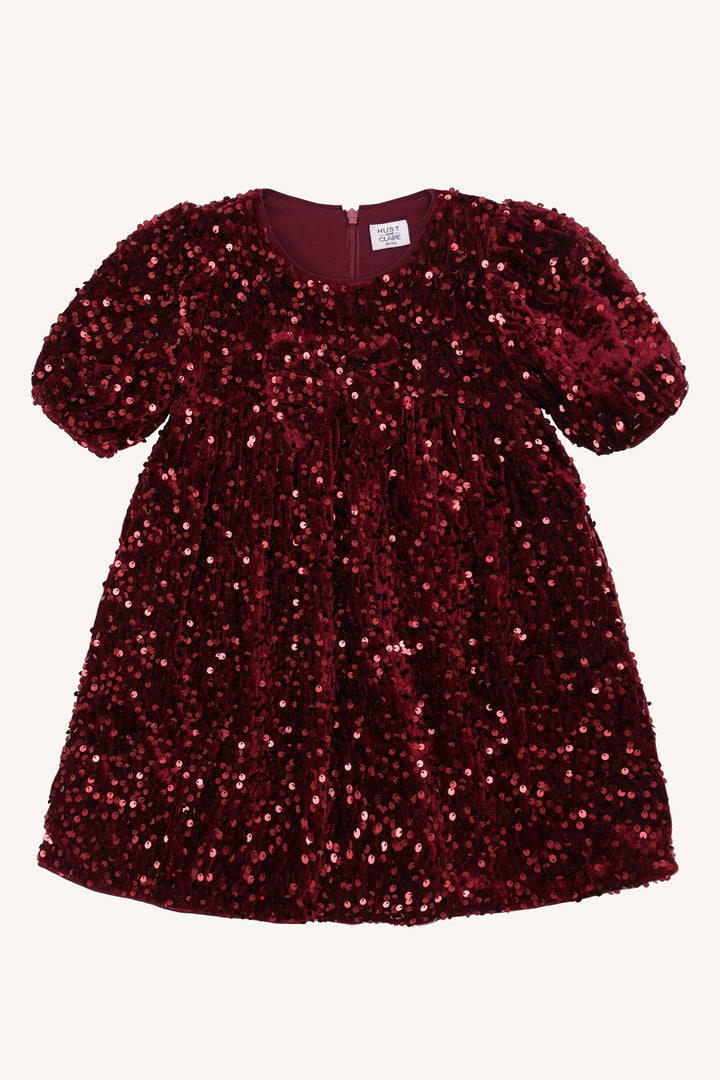 Hust & Claire Karoline Sequins Kjole - New Maroon for barn - Brobrobrille