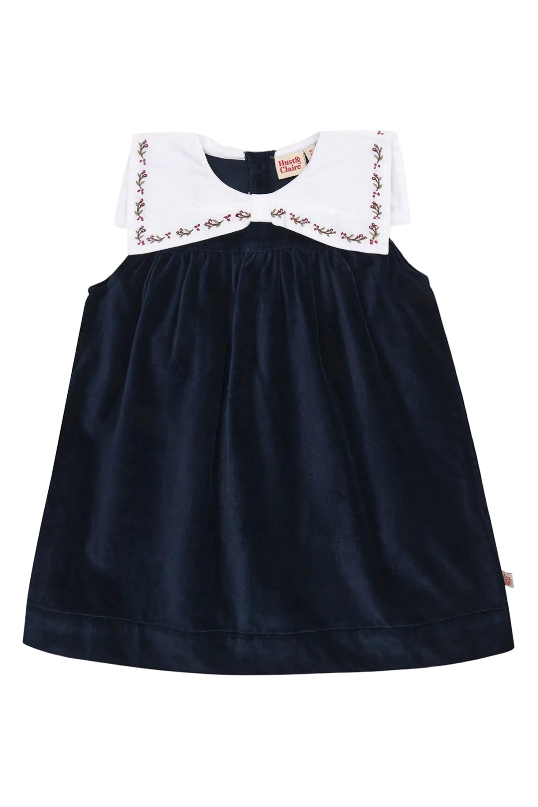 Hust & Claire Katinka collar velurkjole - More Navy for barn - Brobrobrille