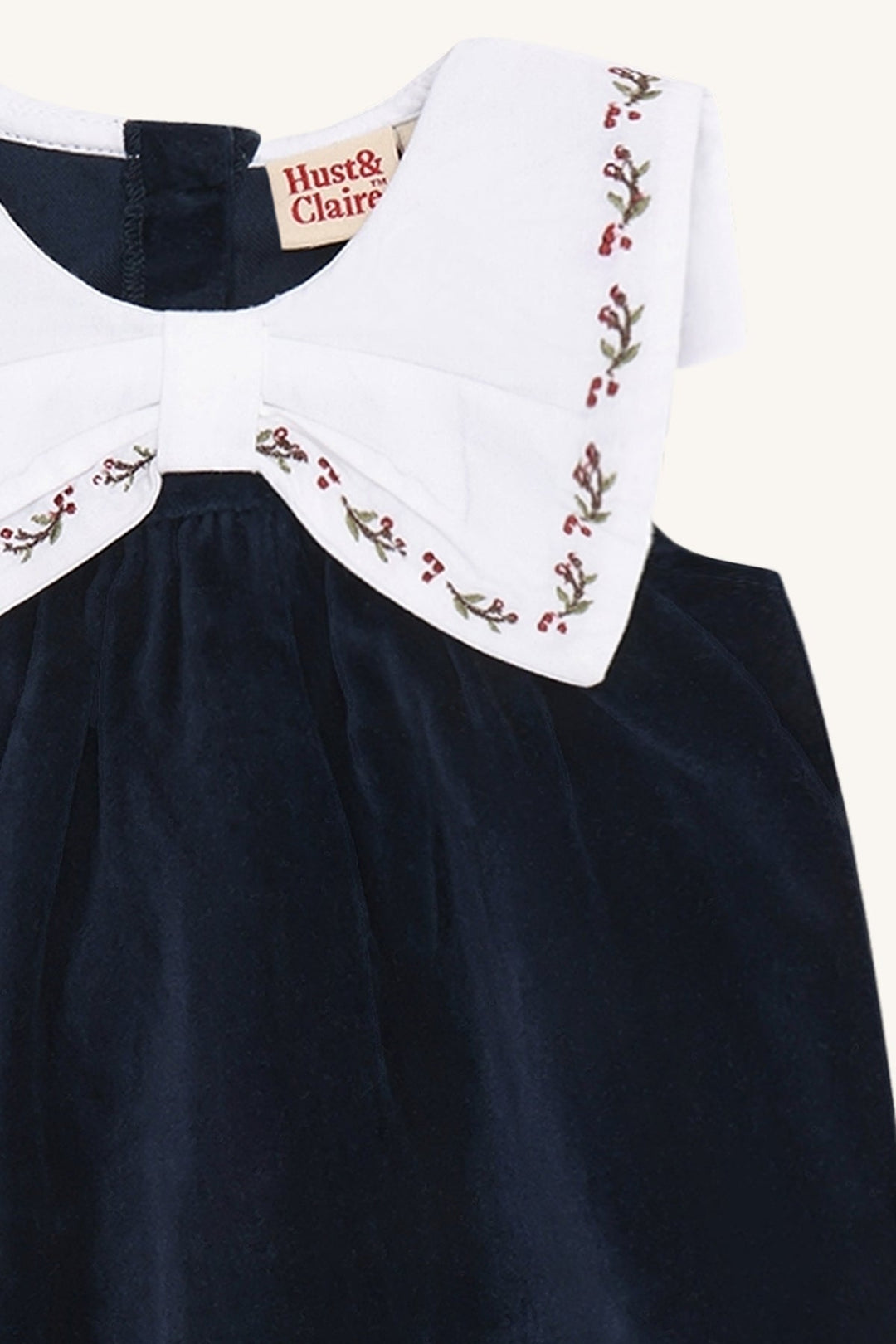 Hust &amp; Claire Katinka collar velurkjole - More Navy for barn - Brobrobrille