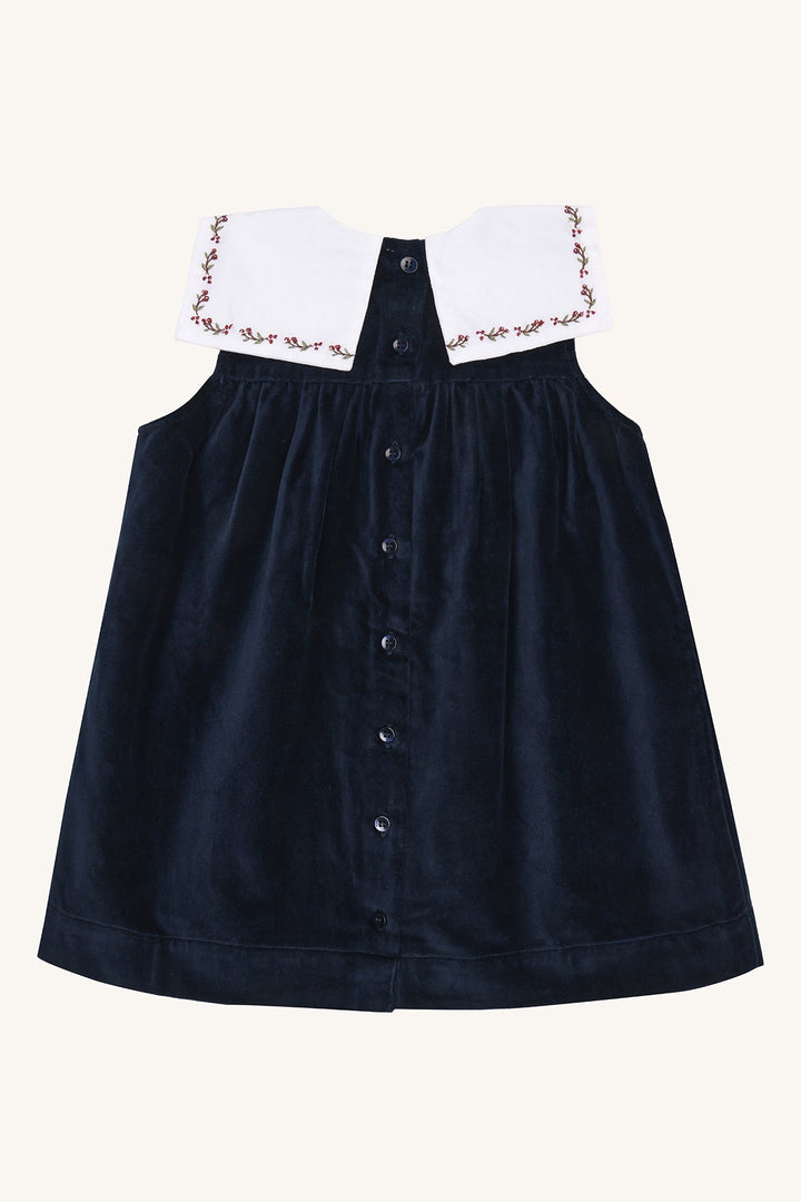Hust &amp; Claire Katinka collar velurkjole - More Navy for barn - Brobrobrille