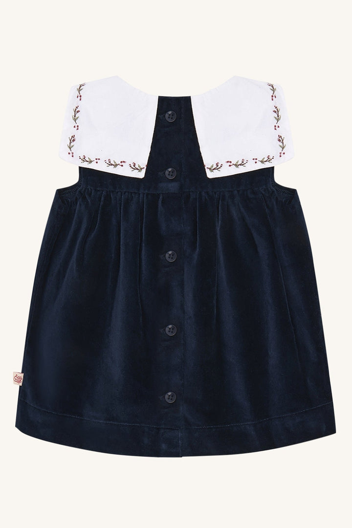 Hust &amp; Claire Katinka collar velurkjole - More Navy for barn - Brobrobrille