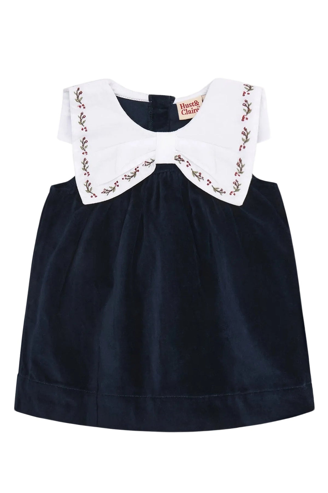 Hust &amp; Claire Katinka collar velurkjole - More Navy for barn - Brobrobrille