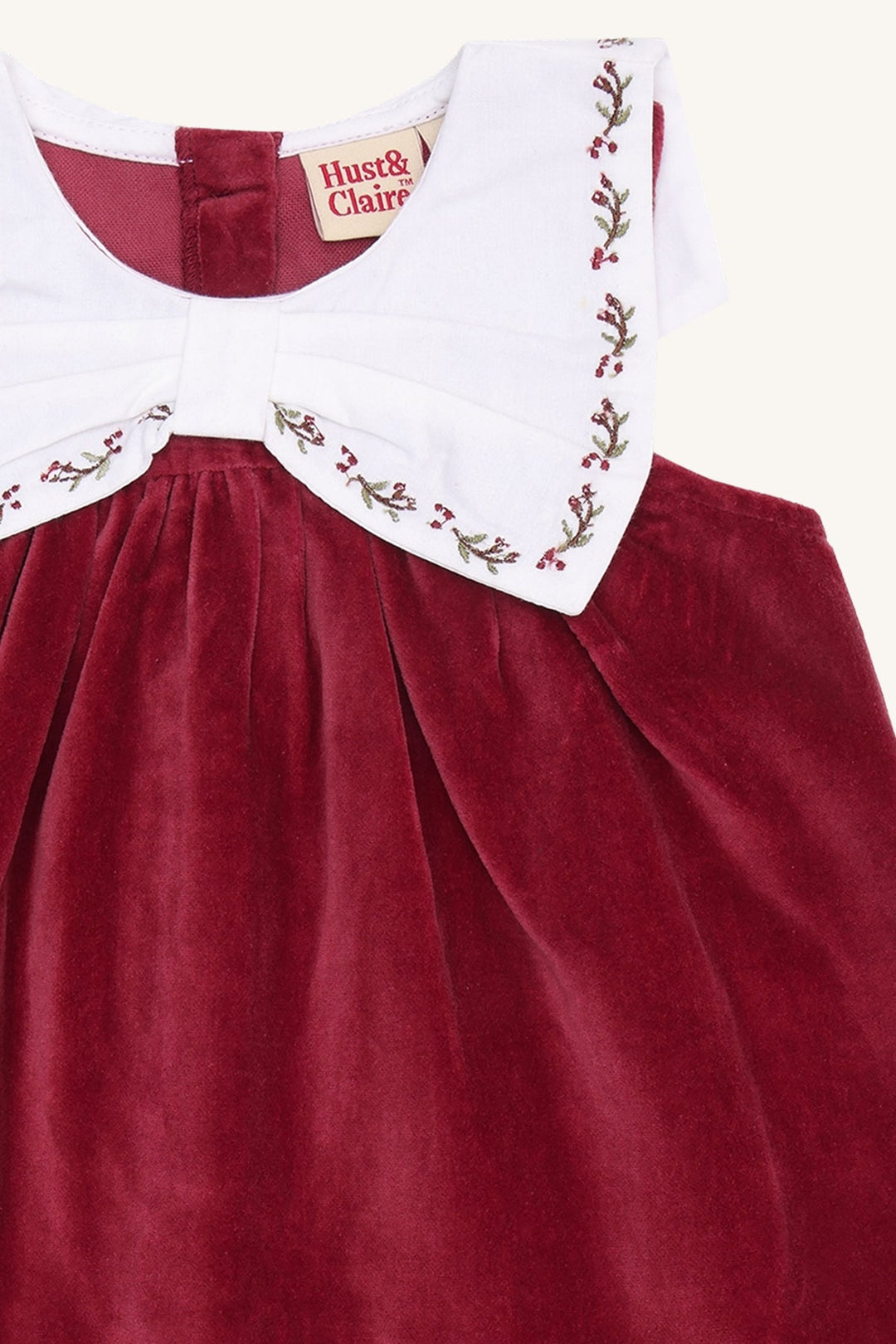 Hust &amp; Claire Katinka collar velurkjole - Teaberry for barn - Brobrobrille