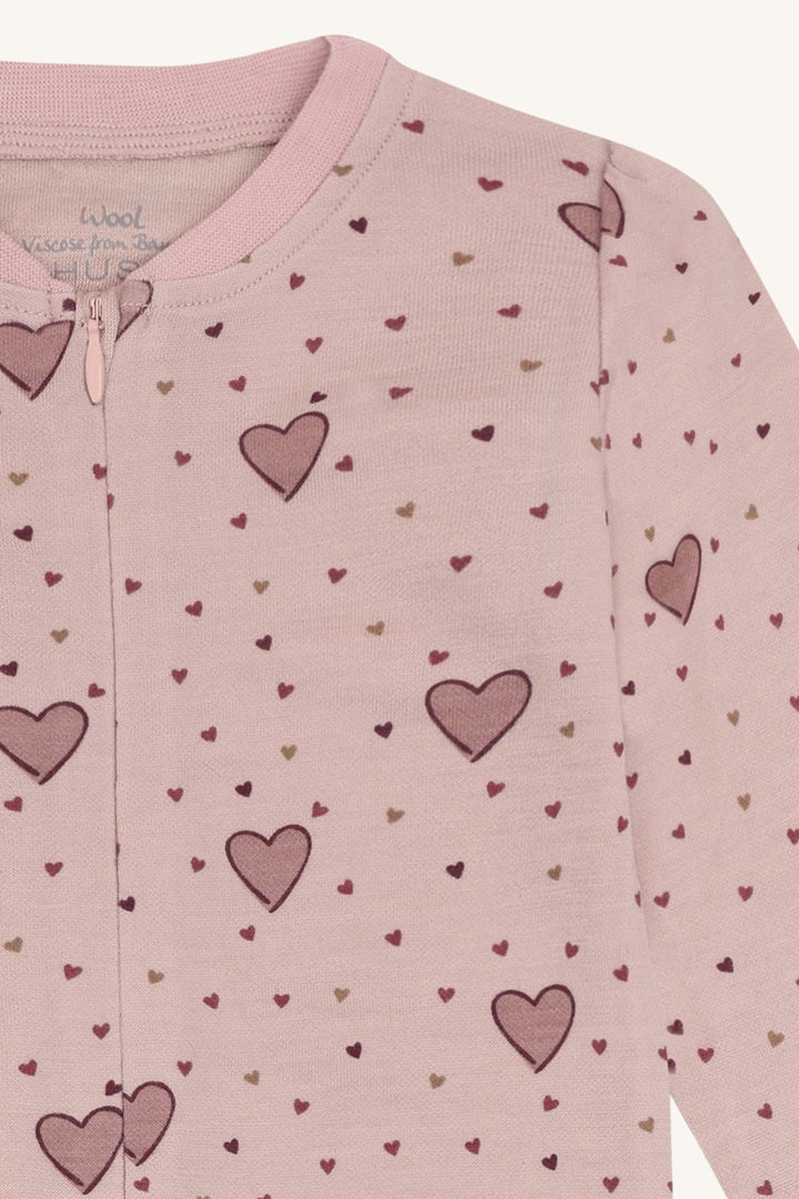 Hust &amp; Claire Manu Hearts ull/bambus nattdrakt - Dusty Rose for barn - Brobrobrille