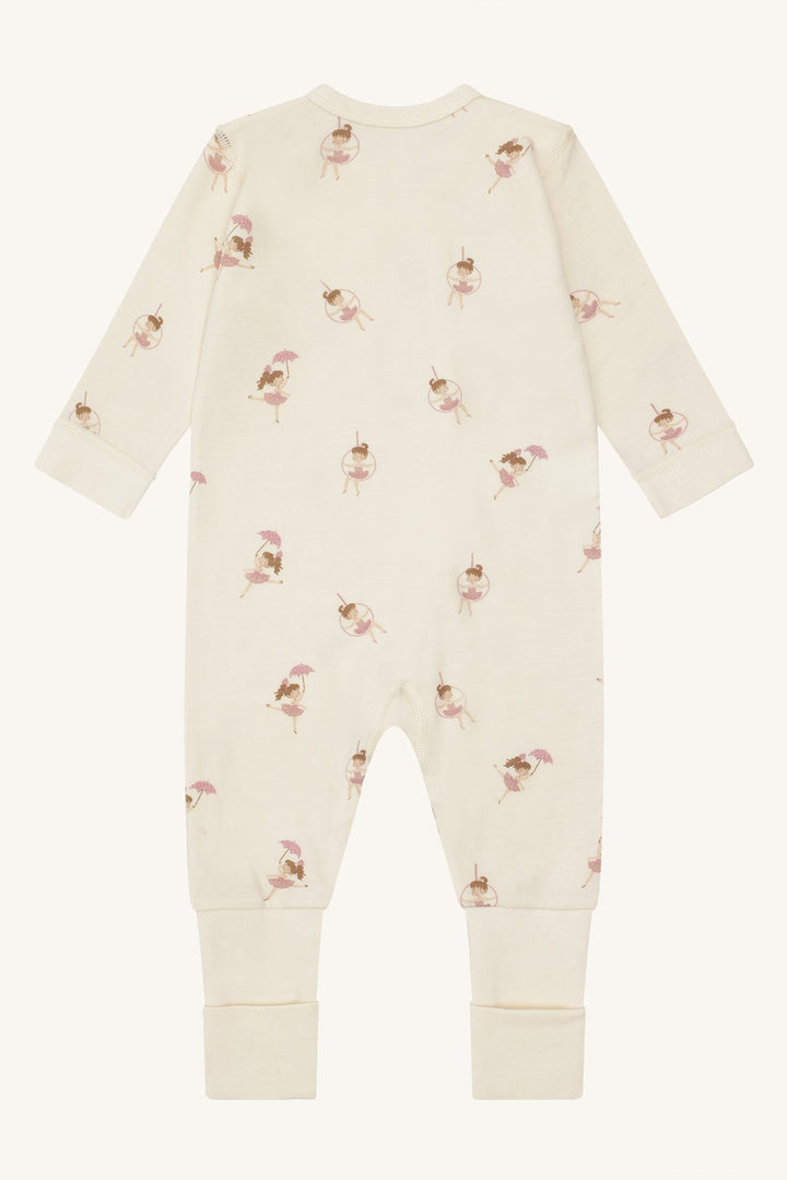 Hust &amp; Claire Manu Line Dancer ullpyjamas i ull og bambusviskose - Off White for barn - Brobrobrille