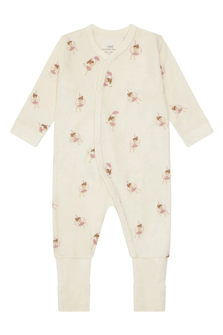 Hust &amp; Claire Manu Line Dancer ullpyjamas i ull og bambusviskose - Off White for barn - Brobrobrille