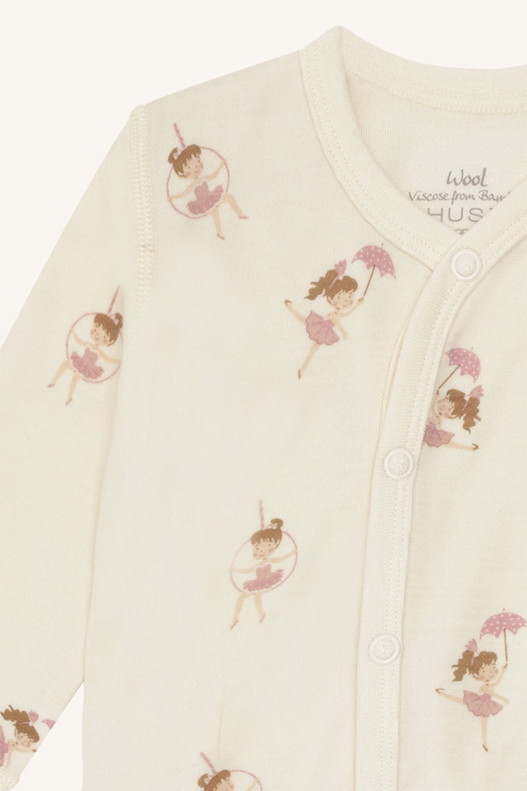 Hust &amp; Claire Manu Line Dancer ullpyjamas i ull og bambusviskose - Off White for barn - Brobrobrille