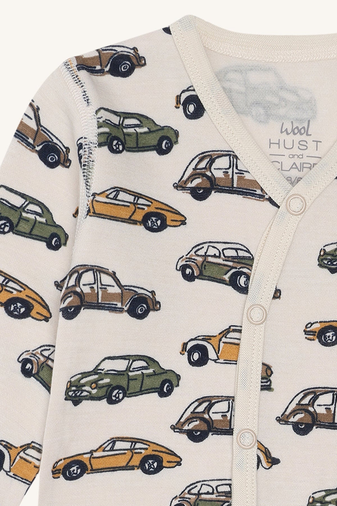 Hust &amp; Claire Mobi Cars ullpyjamas - French Oak for barn - Brobrobrille