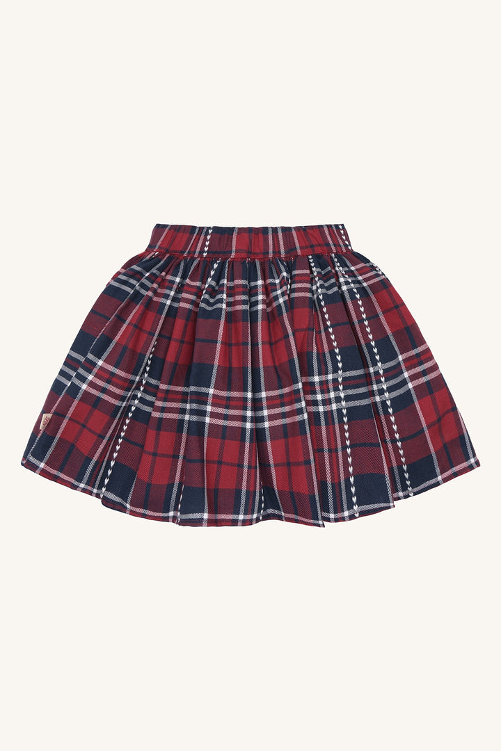 Hust &amp; Claire Ninna Heart check skjørt - Teaberry for barn - Brobrobrille