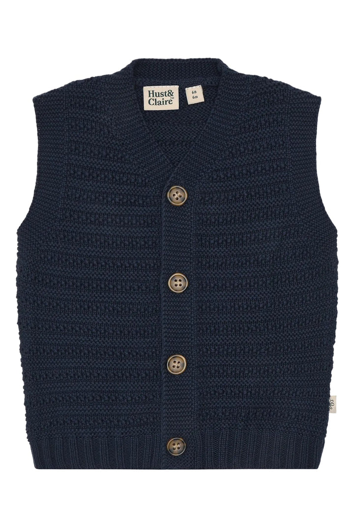 Hust &amp; Claire Perry Buttons strikkevest - More Navy for barn - Brobrobrille