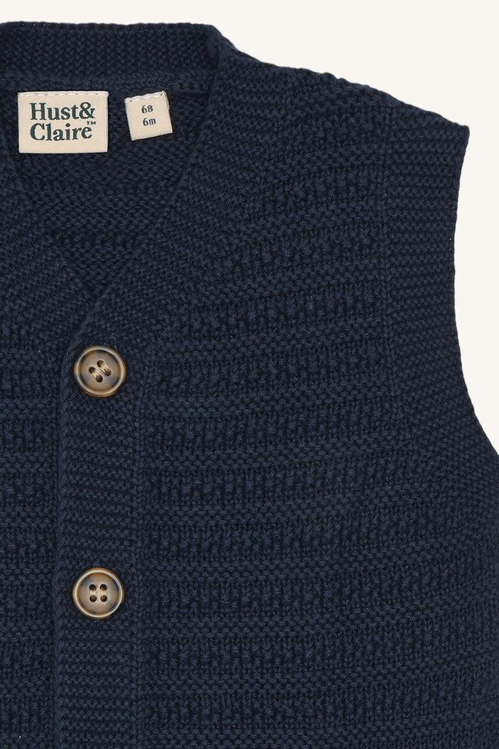 Hust &amp; Claire Perry Buttons strikkevest - More Navy for barn - Brobrobrille