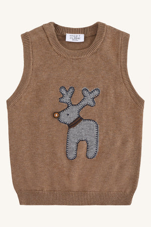 Hust & Claire Perry Deer Vest - Coffee Melange for barn - Brobrobrille