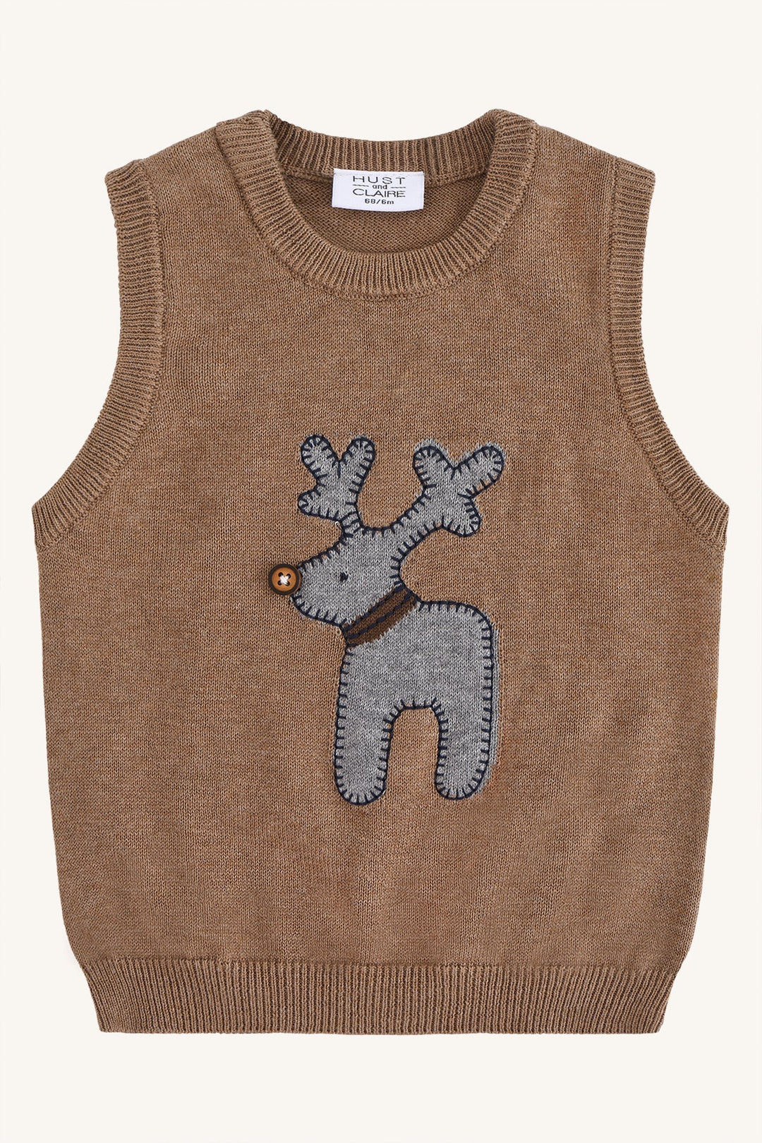Hust & Claire Perry Deer Vest - Coffee Melange for barn - Brobrobrille