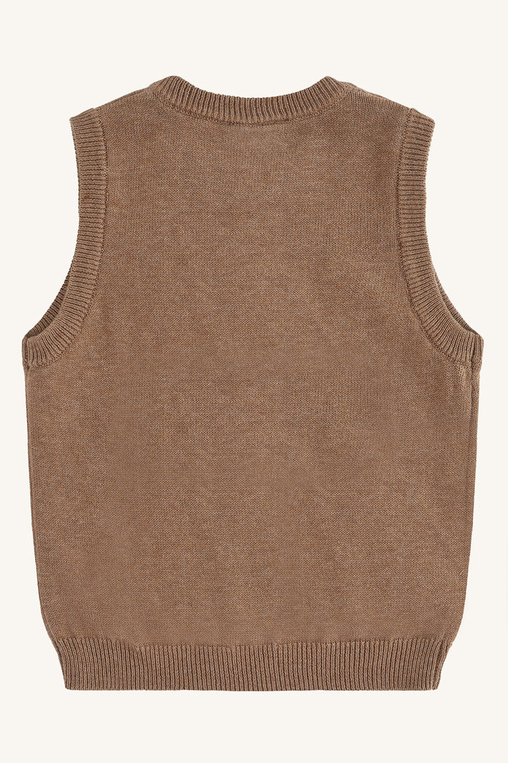 Hust & Claire Perry Deer Vest - Coffee Melange for barn - Brobrobrille