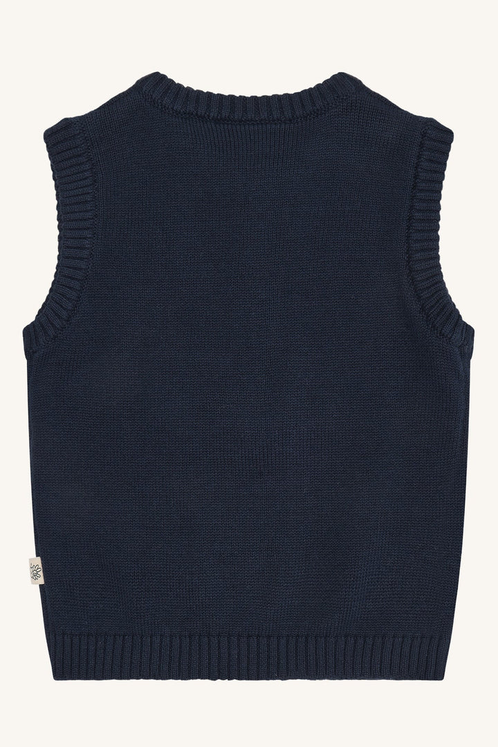 Hust &amp; Claire Perry Reindeer strikkevest - More Navy for barn - Brobrobrille