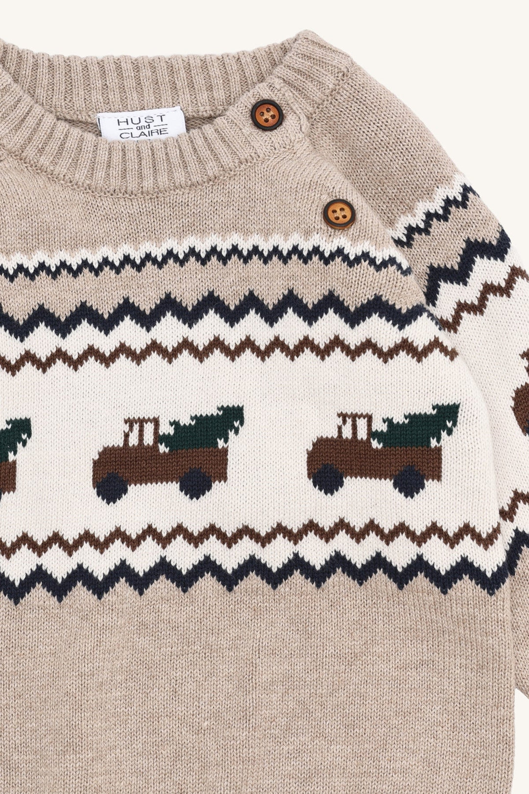 Hust & Claire Perry Truck Genser - Beige Melange for barn - Brobrobrille