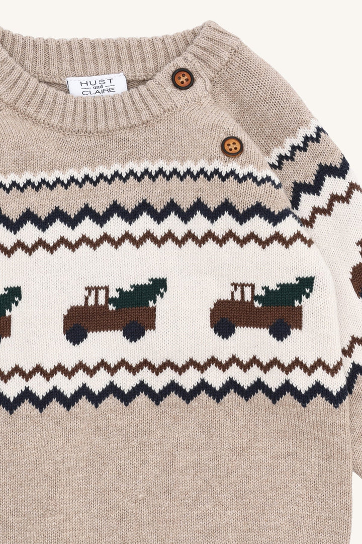 Hust & Claire Perry Truck Genser - Beige Melange for barn - Brobrobrille