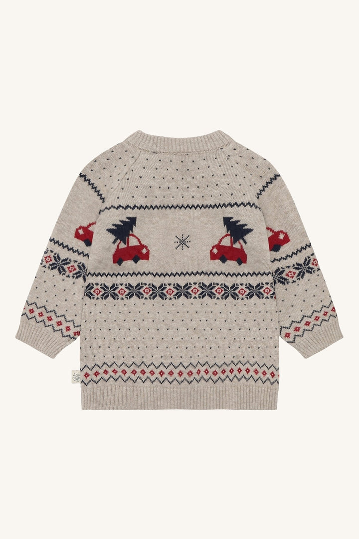 Hust &amp; Claire Pilou Holiday strikkegenser - Beige Melange for barn - Brobrobrille