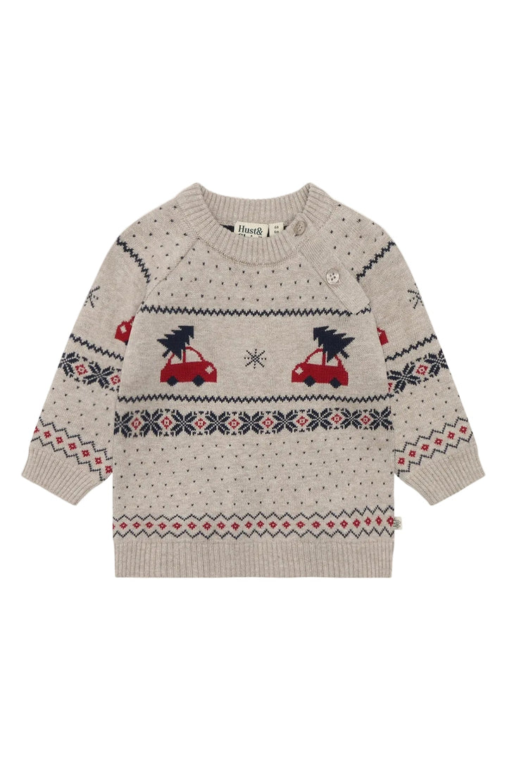 Hust &amp; Claire Pilou Holiday strikkegenser - Beige Melange for barn - Brobrobrille