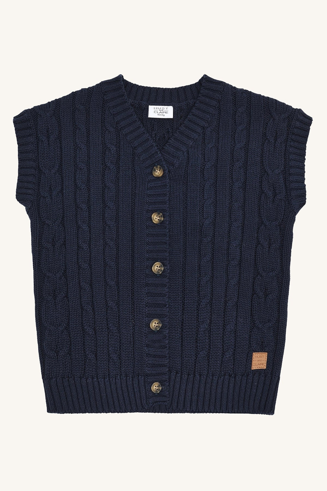 Hust & Claire Princo Kabelstrikk Vest - More Navy for barn - Brobrobrille