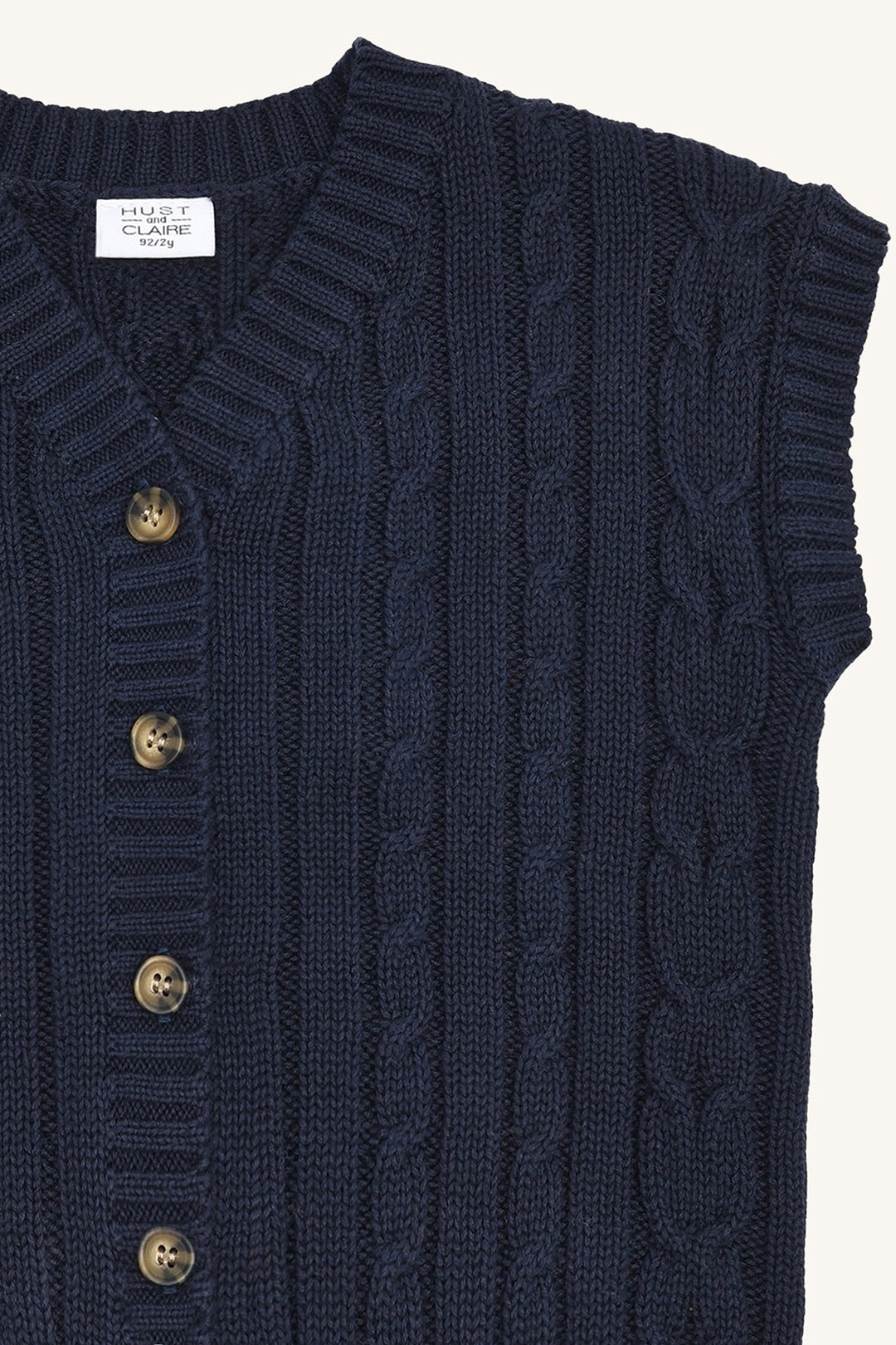 Hust & Claire Princo Kabelstrikk Vest - More Navy for barn - Brobrobrille
