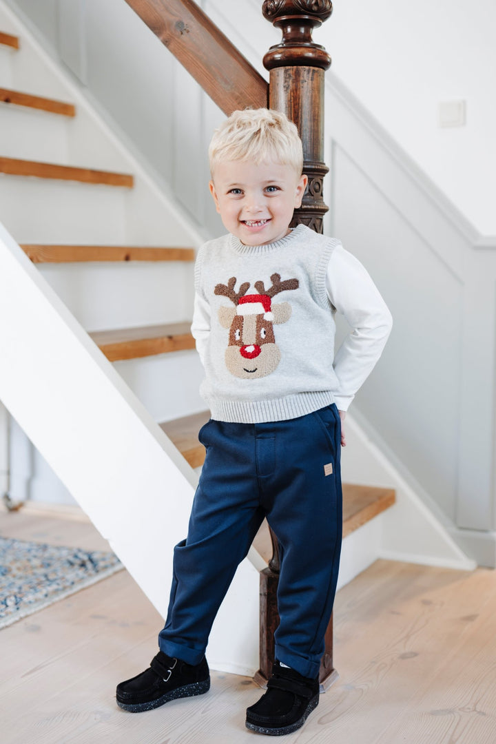 Hust & Claire Princo Vest Reinsdyr - Soft Grey Melange for barn - Brobrobrille