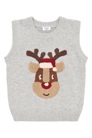 Hust & Claire Princo Vest Reinsdyr - Soft Grey Melange for barn - Brobrobrille