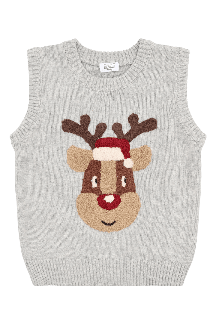 Hust & Claire Princo Vest Reinsdyr - Soft Grey Melange for barn - Brobrobrille