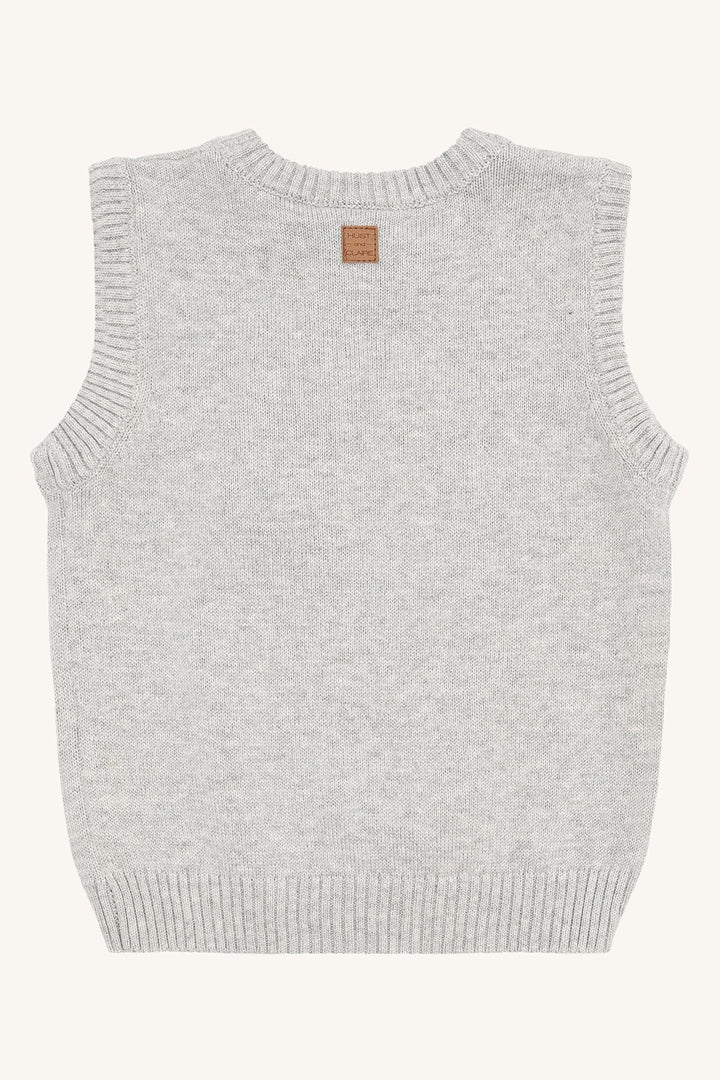 Hust & Claire Princo Vest Reinsdyr - Soft Grey Melange for barn - Brobrobrille