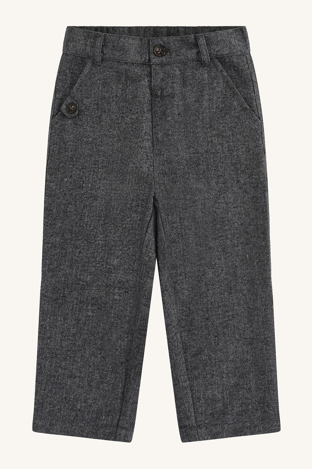 Hust & Claire Tage Herringbone Bukse - Grey Blend for barn - Brobrobrille