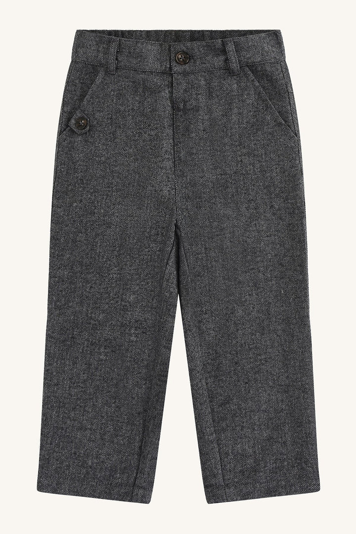 Hust & Claire Tage Herringbone Bukse - Grey Blend for barn - Brobrobrille