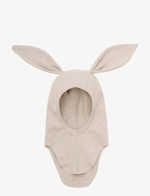 HUTTEliHUT Balaklava Cotton Rib med kaninører – Camel Melange for barn - Brobrobrille