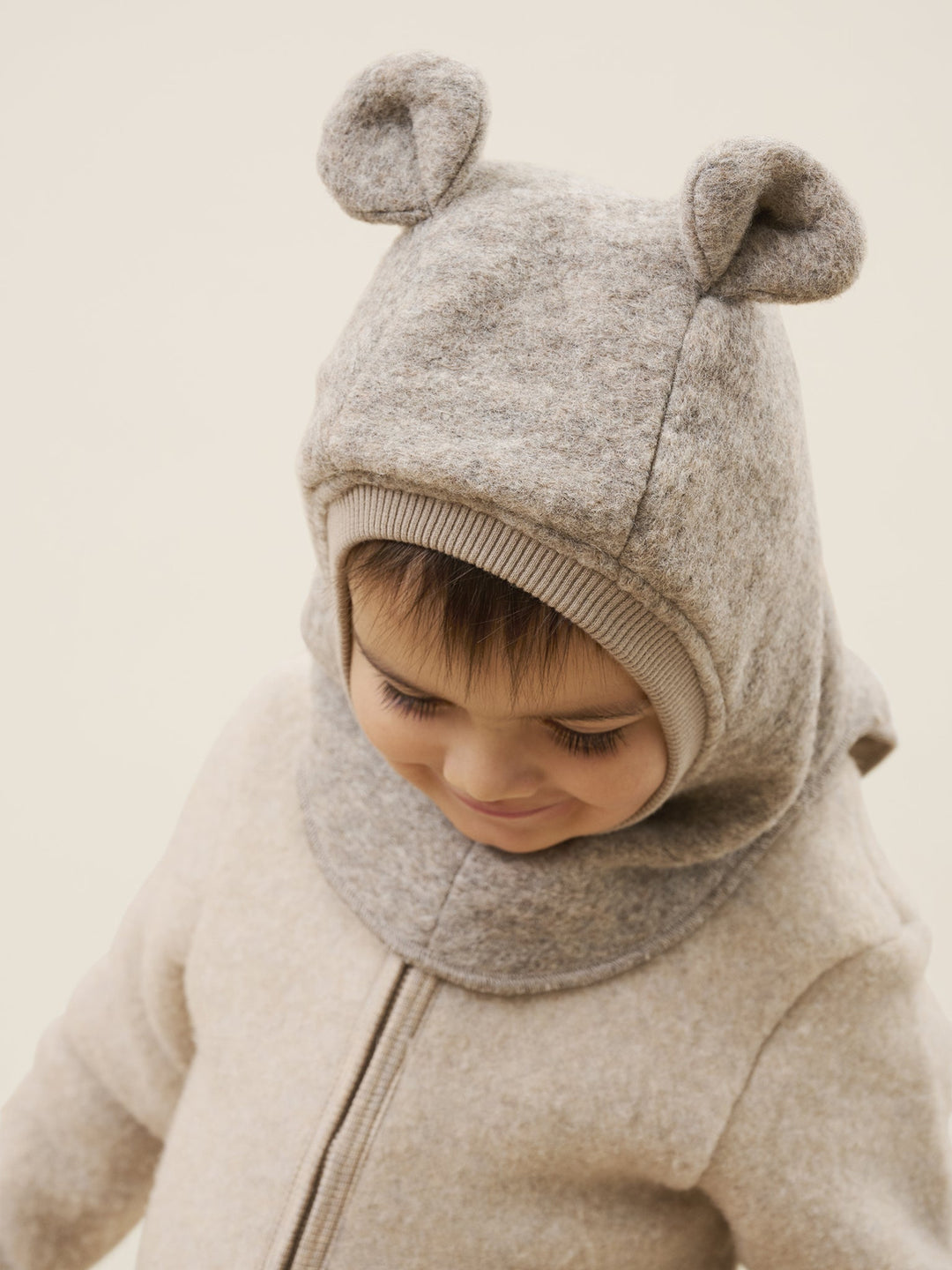 HUTTEliHUT Balaclava Ears Wool – Camel Melange for barn - Brobrobrille