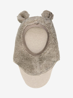 HUTTEliHUT Balaclava Ears Wool Teddy – Camel Melange for barn - Brobrobrille
