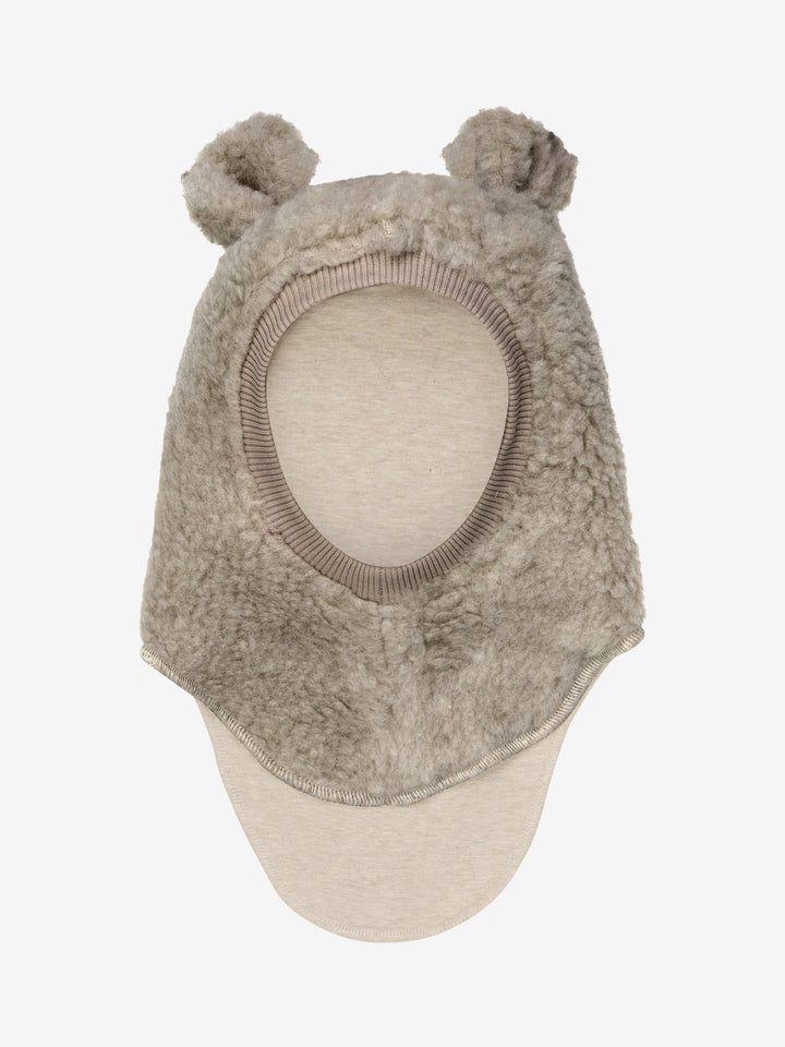HUTTEliHUT Balaclava Ears Wool Teddy – Camel Melange for barn - Brobrobrille