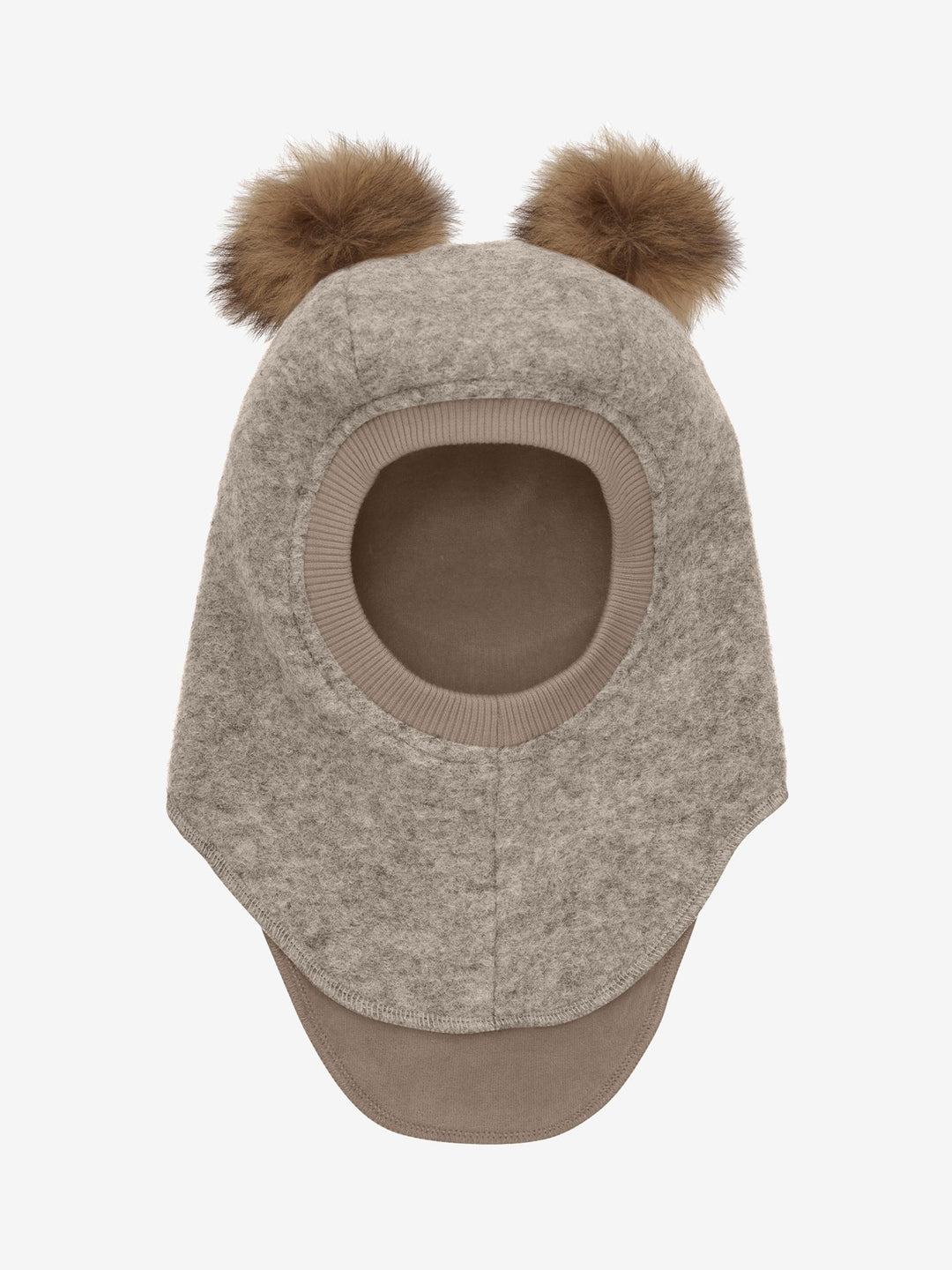 HUTTEliHUT Balaclava Wool Alpaca Pompoms – Camel Melange for barn - Brobrobrille