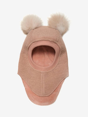 HUTTEliHUT Balaklava i ull med alpakkadusker – Rose Melange for barn - Brobrobrille