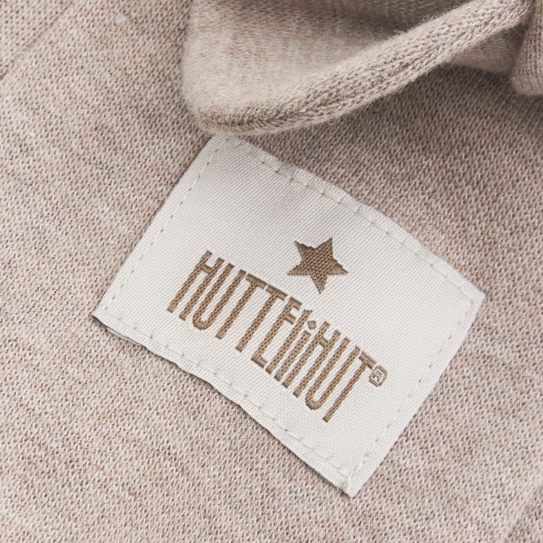 HUTTEliHUT Balaklava med bjørneører i bomull rib - Camel Melange for barn - Brobrobrille
