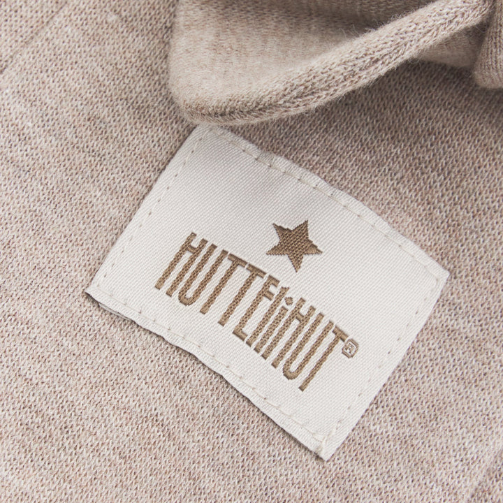 HUTTEliHUT Balaklava med bjørneører i bomull rib - Camel Melange for barn - Brobrobrille