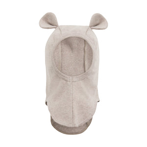 HUTTEliHUT Balaklava med bjørneører i bomull rib - Camel Melange for barn - Brobrobrille