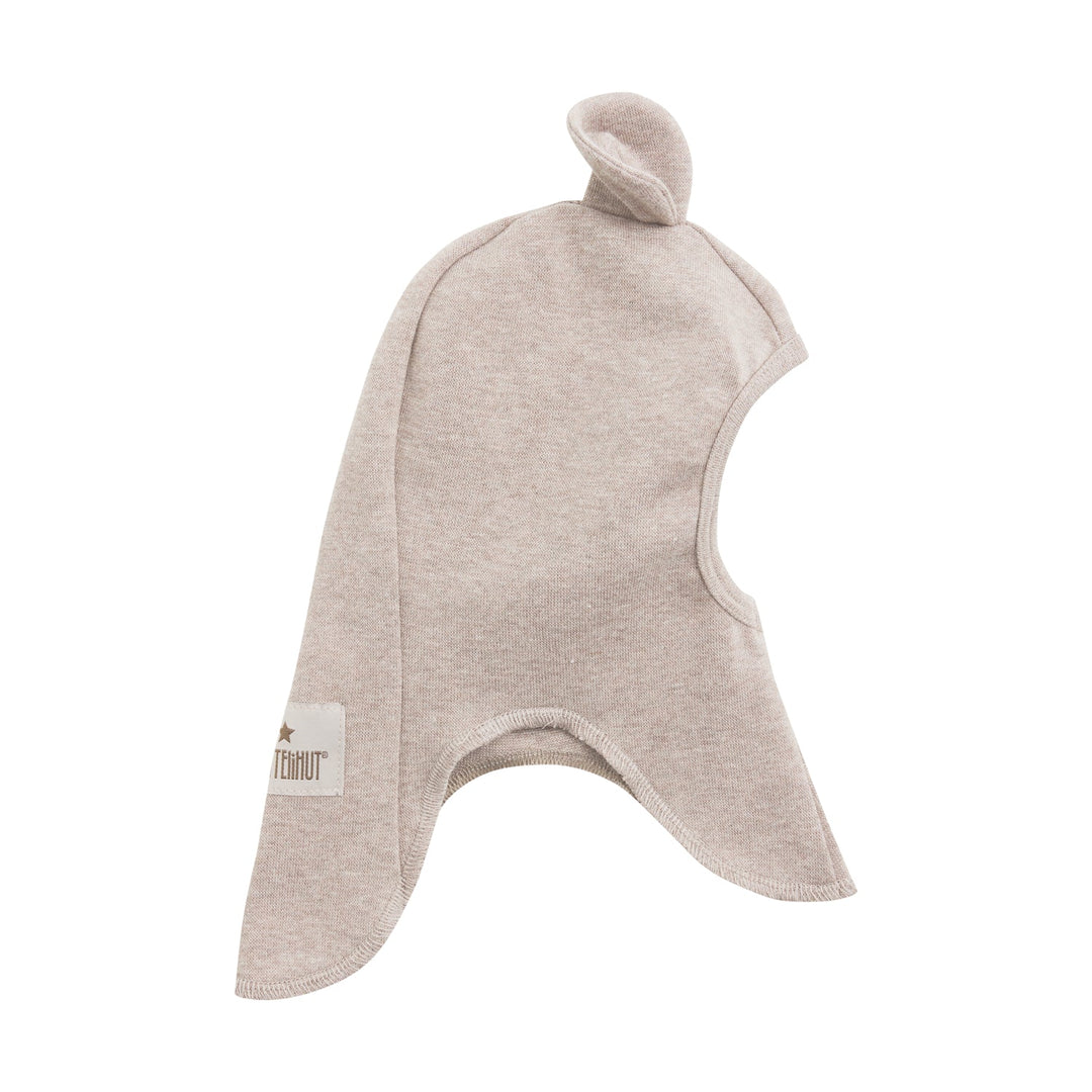 HUTTEliHUT Balaklava med bjørneører i bomull rib - Camel Melange for barn - Brobrobrille