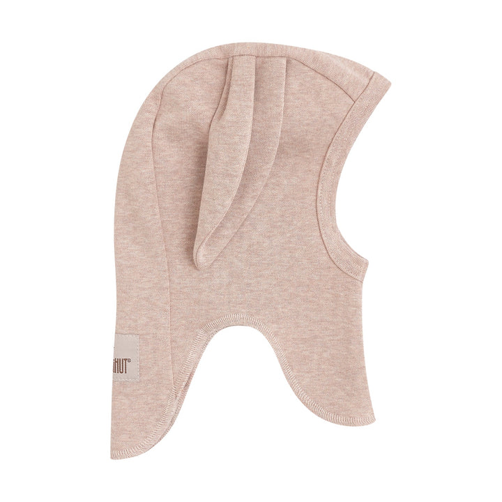 HUTTEliHUT Balaklava med kaninører i bomull rib - Camel Melange for barn - Brobrobrille