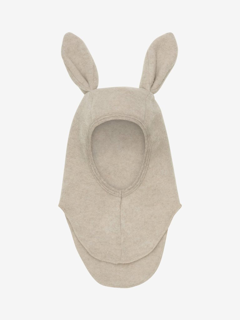 HUTTEliHUT Balaklava med ører i ullfleece - Camel Melange for barn - Brobrobrille