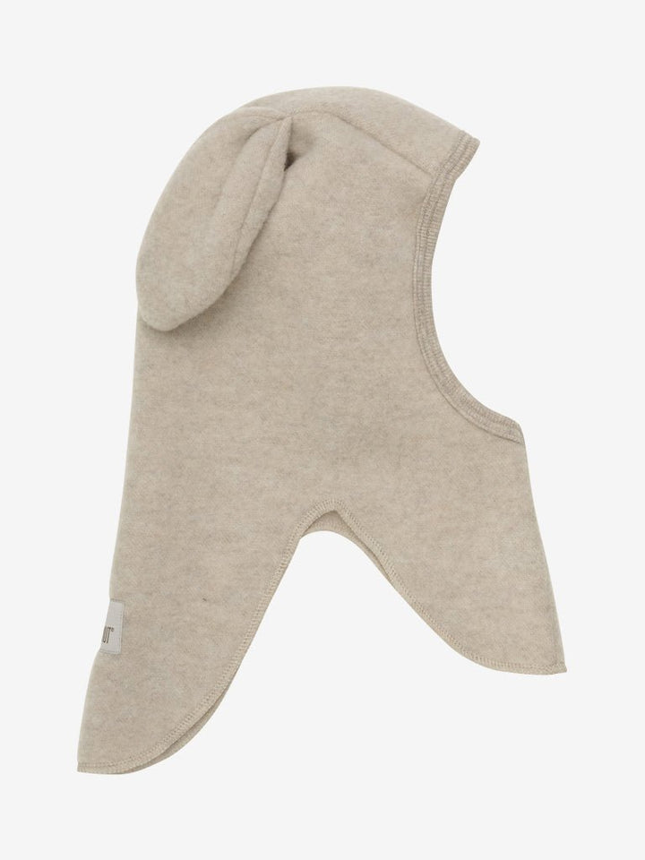 HUTTEliHUT Balaklava med ører i ullfleece - Camel Melange for barn - Brobrobrille