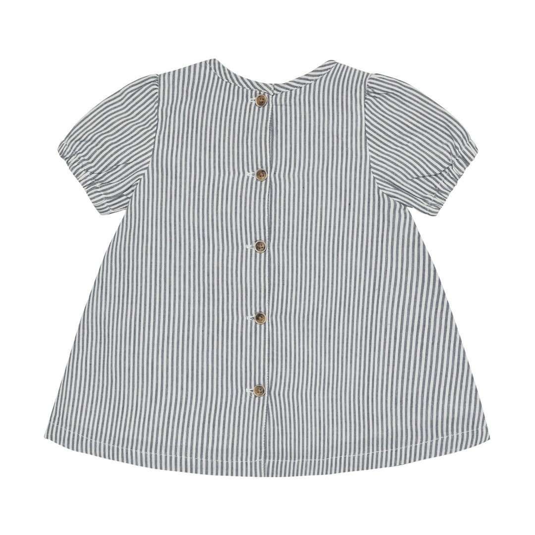 HUTTEliHUT Dress SS YD Stripe Kjole - Bering Sea for barn - Brobrobrille